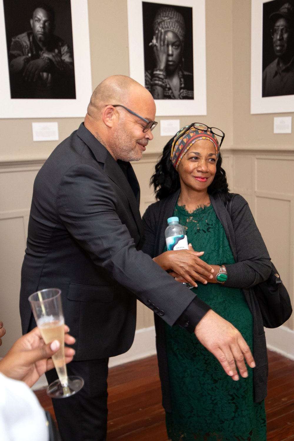 The author greeting Ruth Foote at a gallery opening
